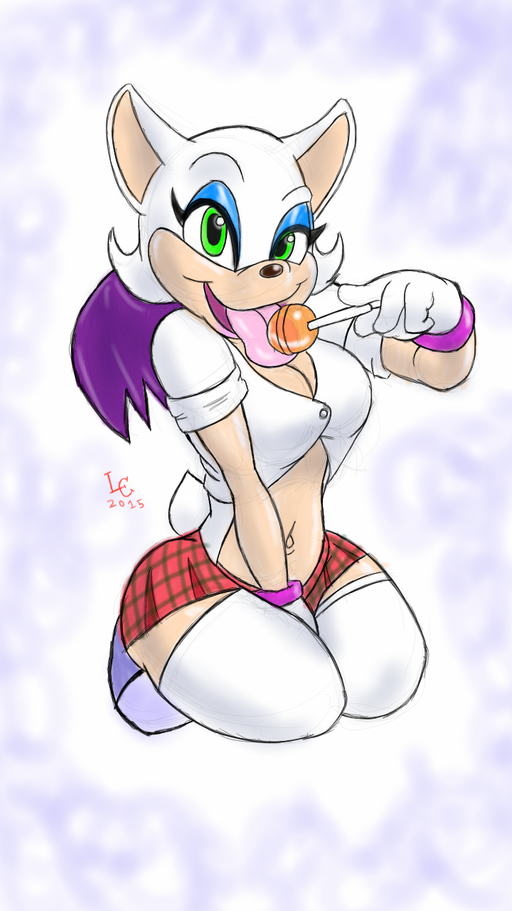 LC - Rouge the Bat in a schoolgirl outfit. 